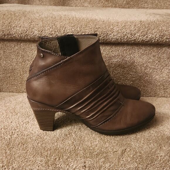 Pikolinos Women's Brown-Gray Taupe "Parma Olmo" Heeled Ankle Boots Size 41 US 10 - Picture 1 of 10